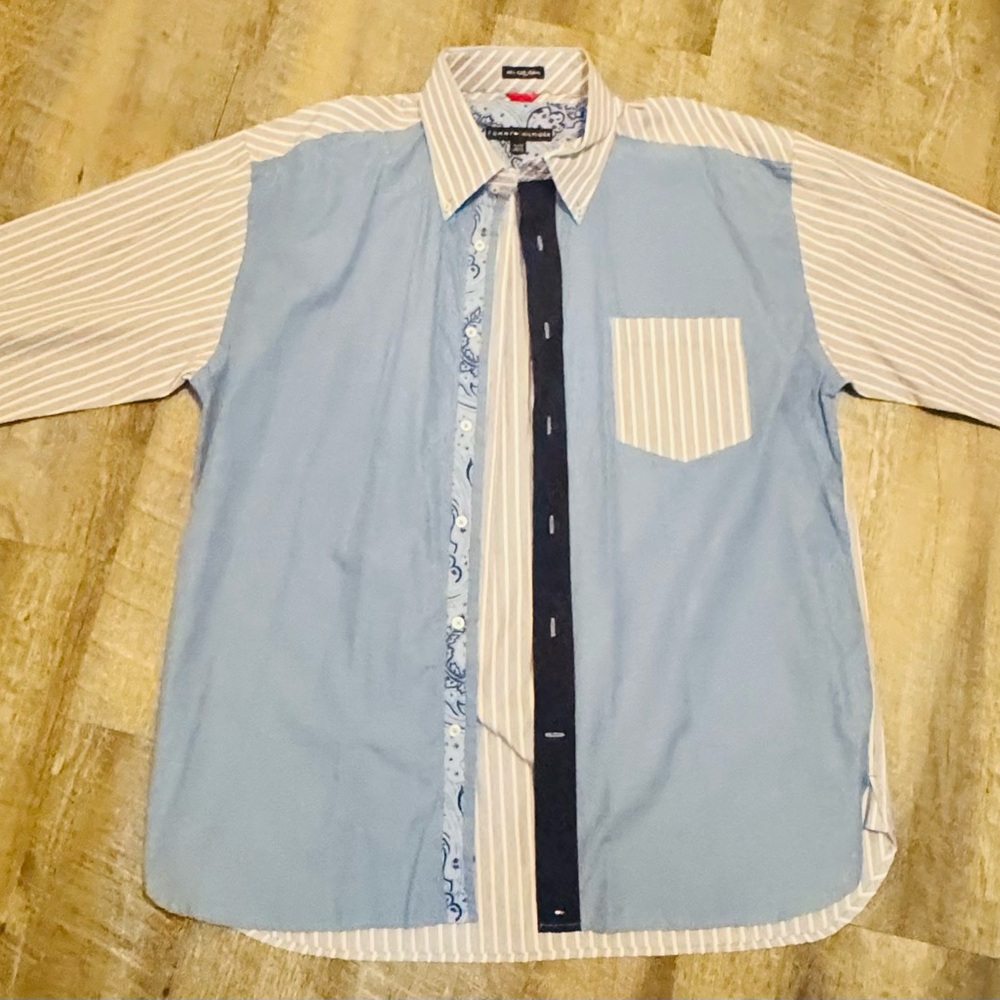 Tommy Hilfiger Patchwork Button Down Shirt Xl 80s… - image 7